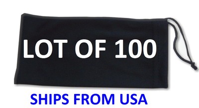 NEW  Lot 100 Cell Phone Mobile Storage Sleeve Black Soft + screen cleaning cloth