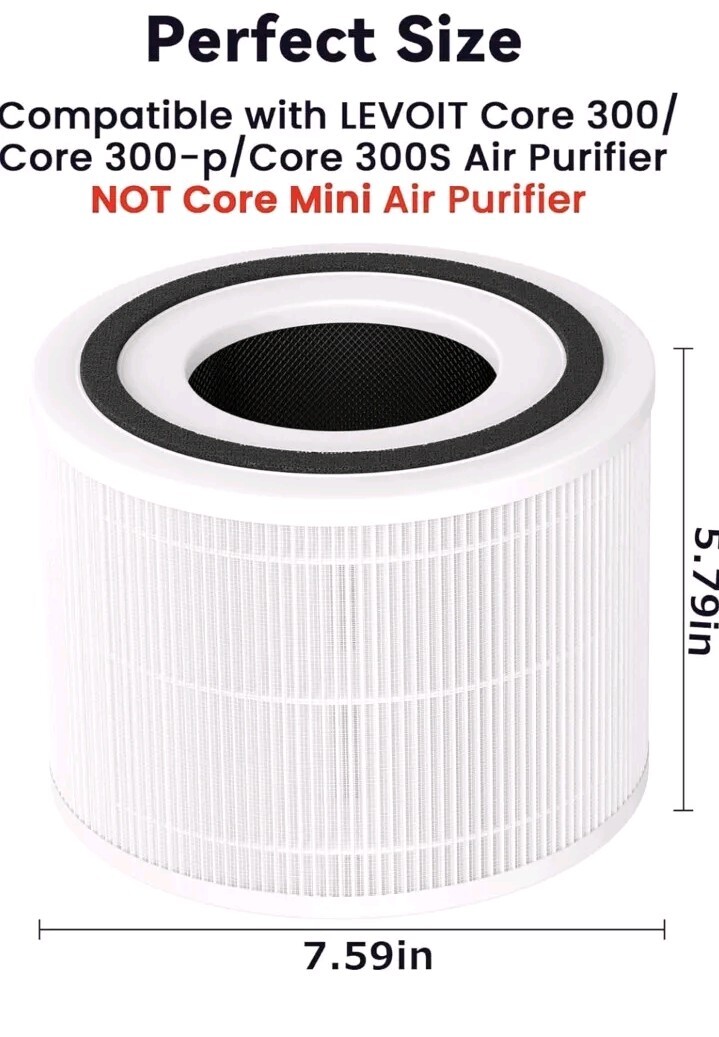 2 Pack Core 300 Replacement Filter for LEVOIT Core 300 Core 300S Air Purifier