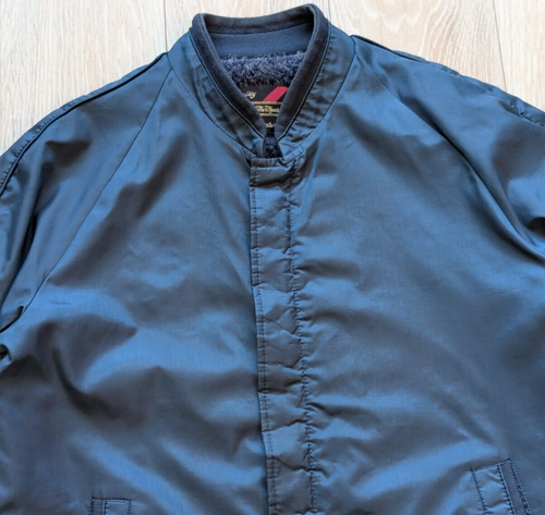 Sears Vintage 70s Navy Fuax Fur Nylonb Winter Bomber Jacket / Size 42
