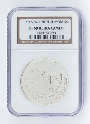 1991-S S$1 Mount Rushmore Silver Commemorative NGC PF69 Ultra Cameo