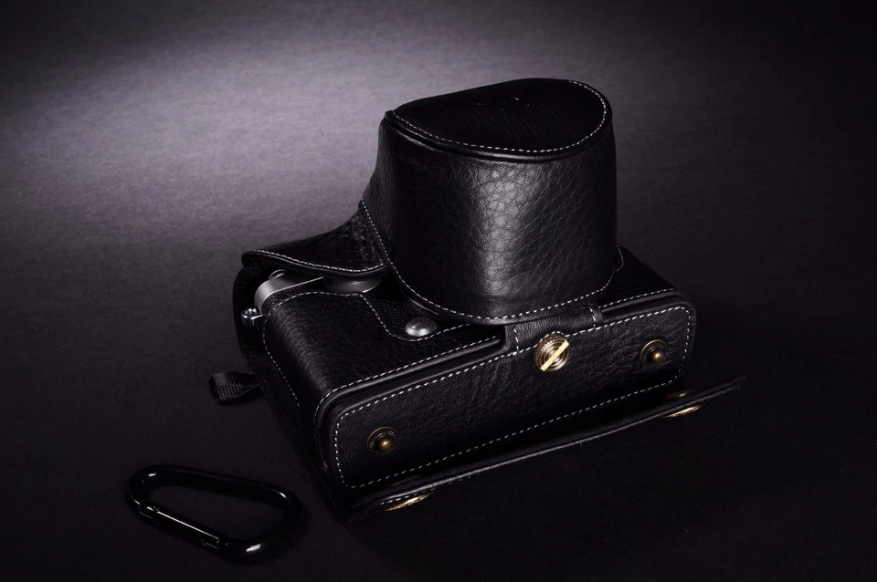 Funda completa de cuero genuino para cámara para Olympus PEN-F PEN F negra B Foto 3 de 4