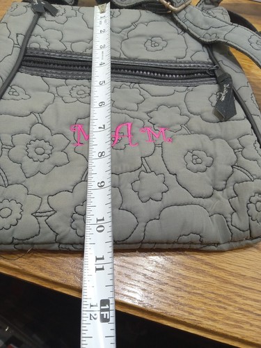 Thirty One Bag Monogrammed AMM Crossbody Purse Gray