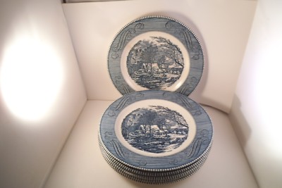 Vintage Currier & Ives The Old Grist Mill Royal China Set of 6