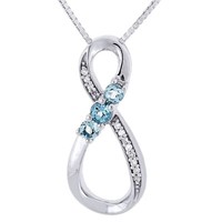 KüNstlicher Blauer Topas Diamant Unendlichkeit .925 Sterlingsilber AnhäNger M/