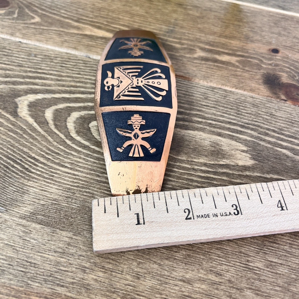 Hebilla india azteca suroeste escala cobre vintage años 70 Foto 3 de 4