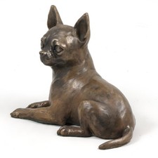 Chihuahua - busto/statua di cane su base di legno, Art Dog IT