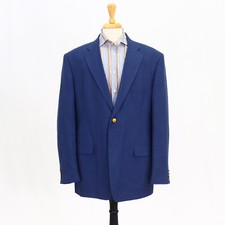 Stafford 46L Blue Sport Coat Blazer Jacket Solid 2B Polyester