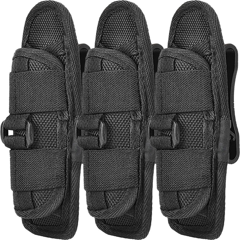 3Pcs Tactical Flashlight Holster Adjustable Torch Carry Case with 360° Rotatable