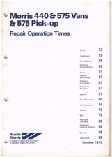 MORRIS MARINA SHAPE 440 575 VAN 575 PICK-UP 1978 BL REPAIR OPERATION TIMES GUIDE