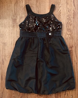 amy byer black dress Amy Byer Girls Sz 16 Black Party Dress Sequins Balloon Hem EUC Holiday  Dressy