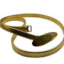 Mini Buckle Belt Serpentine Stretch Gold Plated Hook Cut Bar 30-34  Italy Made