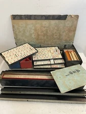 Antique 1923 Mah Jong Set Milton Bradley Mahjong Complete W/Instructions Game
