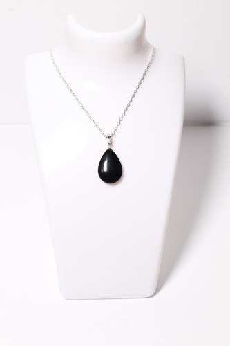 Cadena Plateada colgante Lagrima piedra de obsidiana Curación Chapada En Plata - Imagen 5 de 5