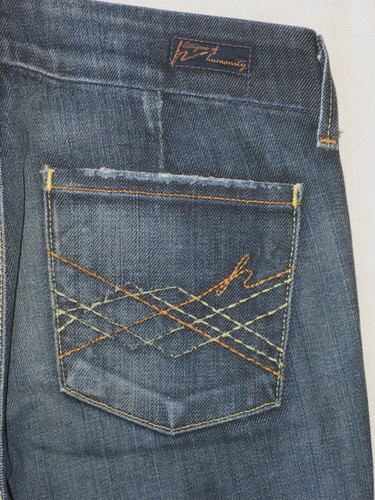 Citizen of Humanity Kate Low-Waist Full Leg Flare Jean Sz 25 Blue Distressed L29 - Picture 3 of 9