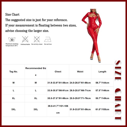 Gothic Punk Women Bodysuit Patent Leather Plaid Jumpsuit Zip Catsuit Nightclub - Picture 71 of 71