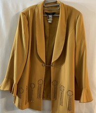 Vintage Elite Champagne Women  s Size 22 Blazer Mustard Yellow Embellished