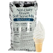 (CASE OF 6) 6 lb. Non-Dairy Soft Serve Ice Cream Mix Vanilla Flavour