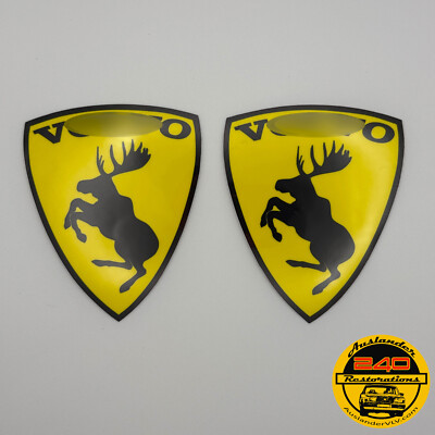 PAIR (2) of GENUINE Prancing Moose VOLVO 3” Traditional Vinyl