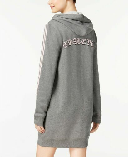 Material Girl Active Juniors' Size S Gray Long Sleeve Hoodie Sweatshirt Dress - Picture 4 of 4