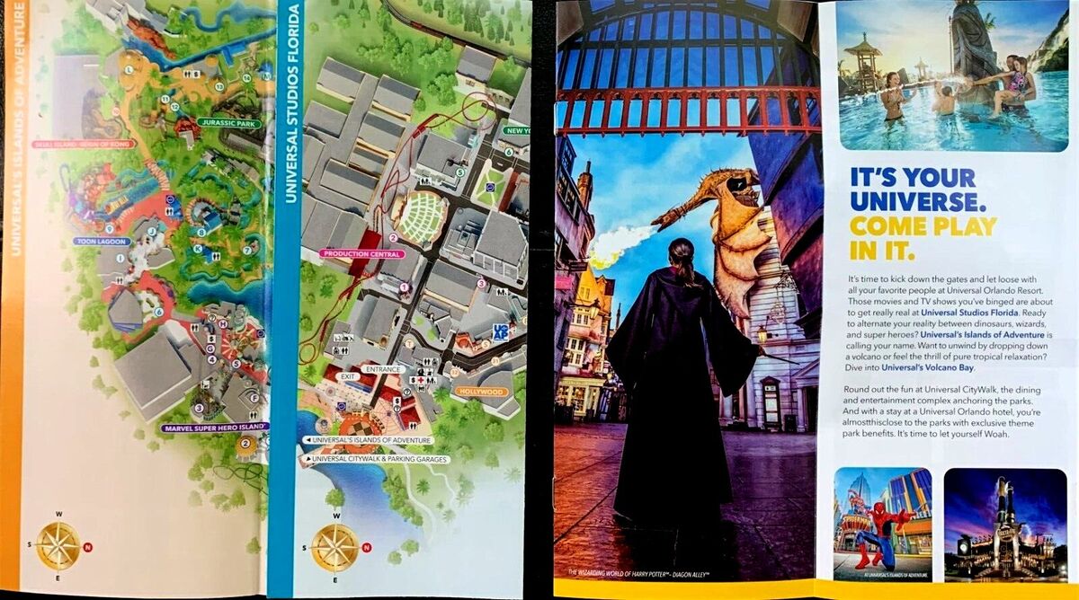 NEW Collectible 2023 Universal Orlando resort 2 Park Guide Map