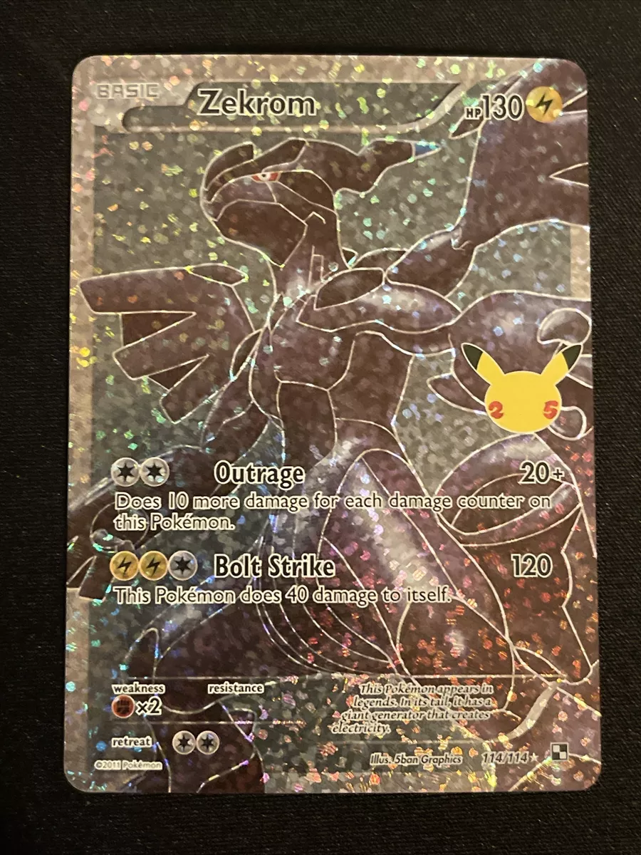 POKEMON CARD ZEKROM 114/114 Holo, Rare in Protective Cover.