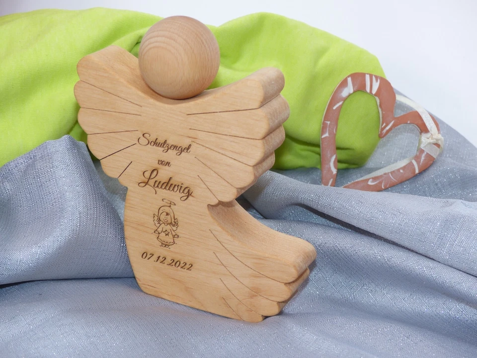 Schutzengel Engel zur Geburt oder Taufe Handgemacht Geldgeschenk mit Gravur - Bild 2 von 4