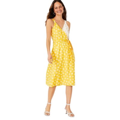 ann taylor beach dress Ann Taylor Dress Womens 6 Floral Leaf Midi Belted Boho Tropical Resort Beach
