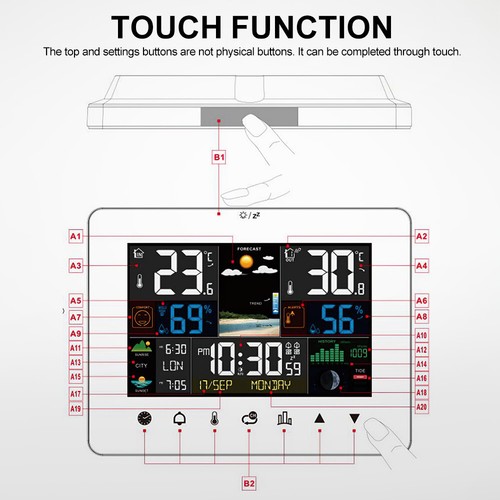 Weather Station Indoor Outdoor Wireless with Sensors Digital Colored Screen - Picture 8 of 14