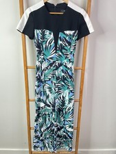 Cue Jumpsuit Womens 6 Multicolour Leaf Print Short Sleeve Wide Leg Crew Neck