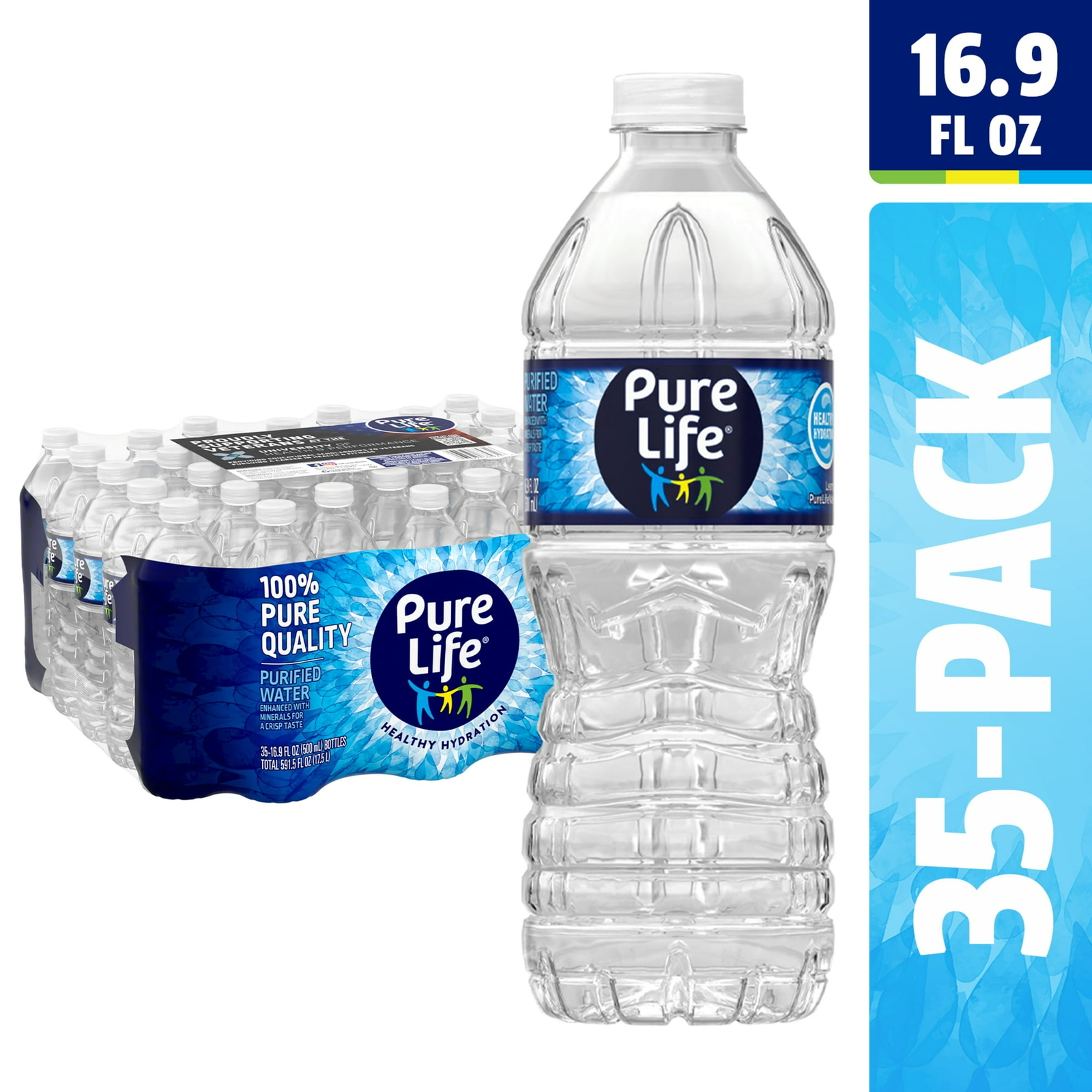 Pure Life Purified Water, 16.9 fl oz, 35 Pack Plastic Bottle