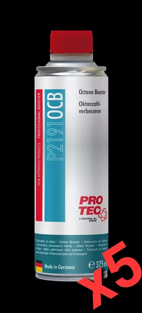 5x P2191 OCB Pro Tec octane booster 5 flaconi da 375ml ottani motori benzina +5