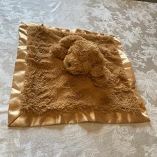 Cloud Island Puppy Dog Lovey Blanket Gold Satin Trim Plush