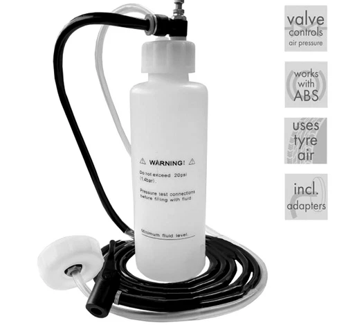 Brake & Clutch Bleeder Kit – 500ml | Air Pressure | ABS | Caps Incl | Autojack