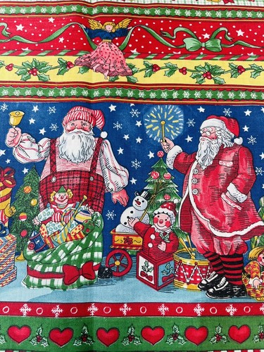 Vtg Sharon Kessler Concord Fabrics Christmas Morning Santa's Gifts Toys 1 Yard - Picture 2 of 9
