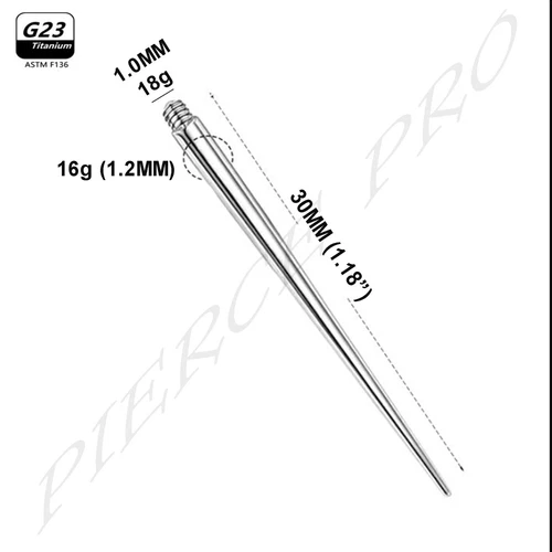 Titanium Piercing Taper Insert Pin 16g 18g 20g Internally Threaded Jewelry image 3