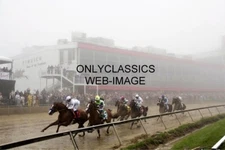 2018 PREAKNESS STAKES WINNER JUSTIFY HORSES RACING IN RAIN 12X18 PHOTO POSTER