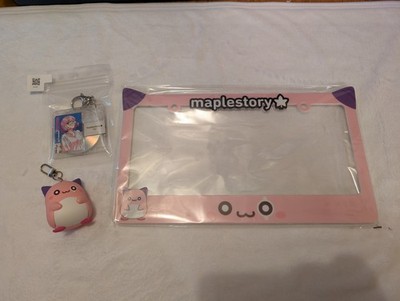 Maplestory Pink Bean License Plate Holder, Lo-Fi NFC Keychain, & Keychain Bundle