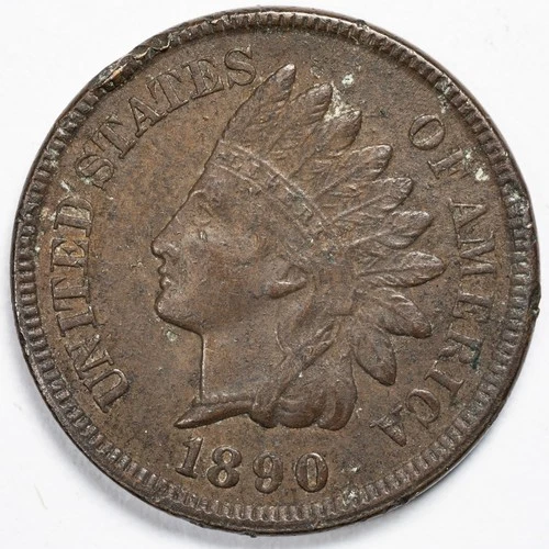 1890 Indian Head Penny Cent Extremely Fine (XF) Details - Environmental Damage