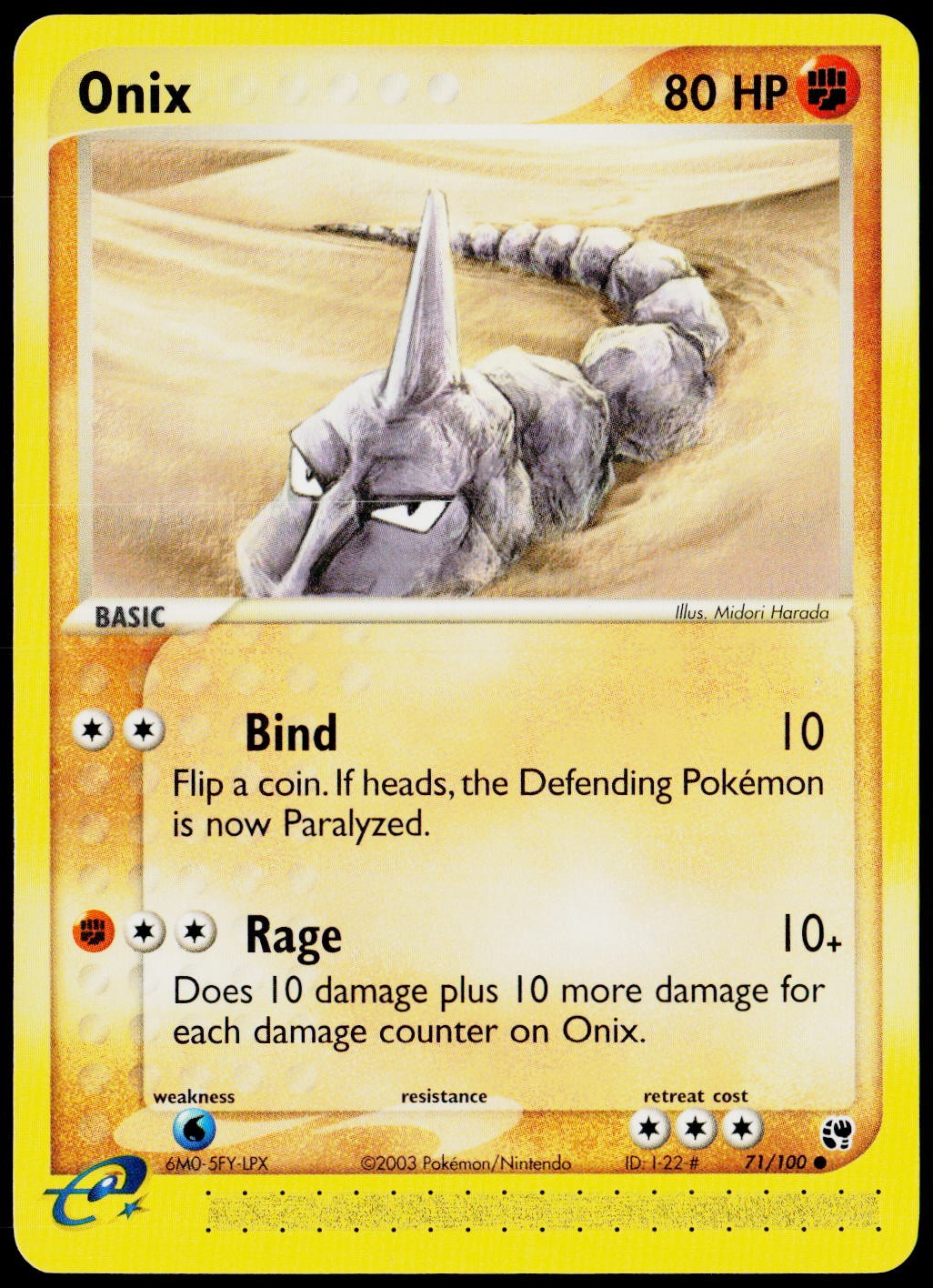 Onix 71/100 Common Sandstorm Pokemon Lightly Played