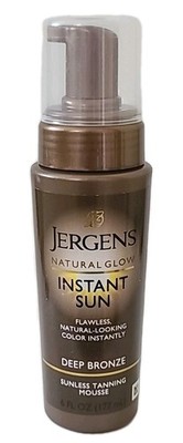 JERGENS Natural Glow Instant Sun, SUNLESS TANNING Mousse Lotion, DEEP BRONZE 6oz