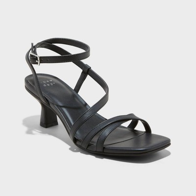 A New Day Women's 2'' Louis Low Buckle Heels Sandals Faux Leather