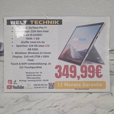 Microsoft Surface Pro 7+ 128 Silber