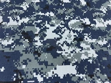 Navy Digital Camo Taffeta Soft Polyester Fabric 60”  Military Camo W/Logo