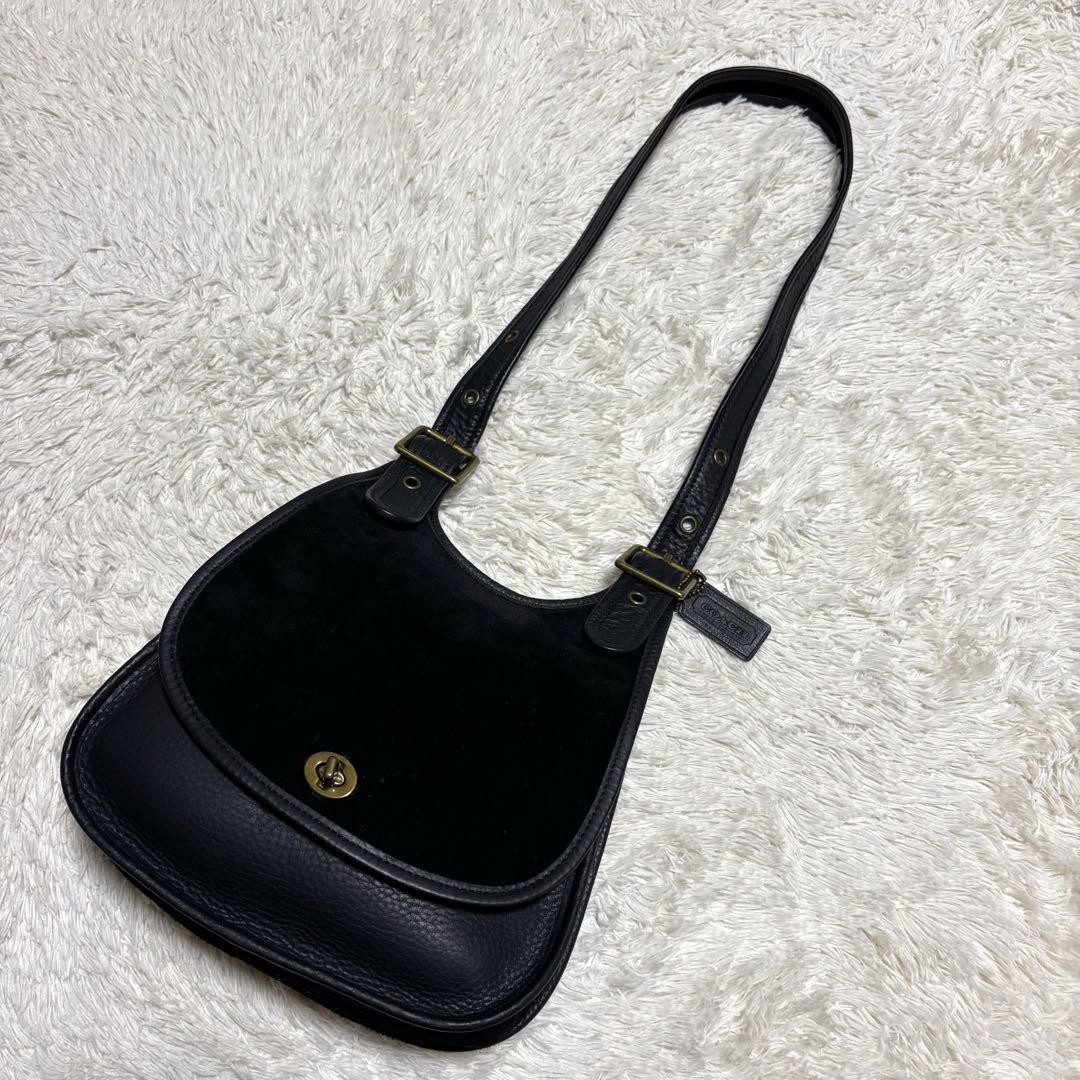 Auth Old Coach 9014 Shoulder Bag Black Vintage Ergo