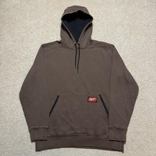 Milwaukee Hoodie Sweatshirt Mens Medium Brown Fleece Workwear Pullover Logo