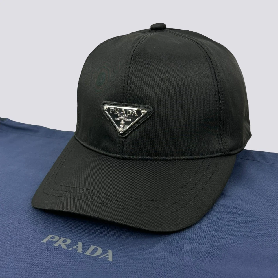 Prada 尼龙 Tessuto 三角标志中心棒球帽黑色 M 码 — 第 4/4 张图片