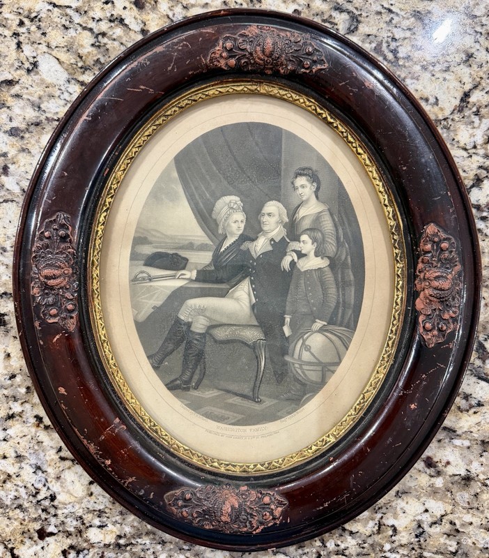 Vintage George Washington & Family Oval Framed Print by Dainty of Philly 12 x 14