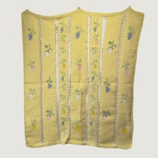 Vintage Handmade Crochet Baby Blanket Yellow Floral Cottagecore Nursery 36x42
