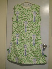 Rare Vtg Vested Gentress Mini Dress / Tunic Hand Screened Giraffe Pattern Sz 16