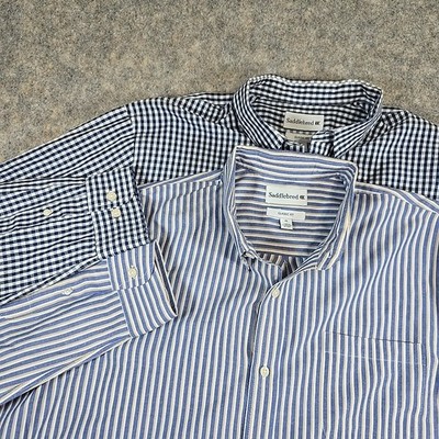 Set of 2 of Saddlebred XL Classic Fit Mens Long Sleeve Button Down Shirts (251)